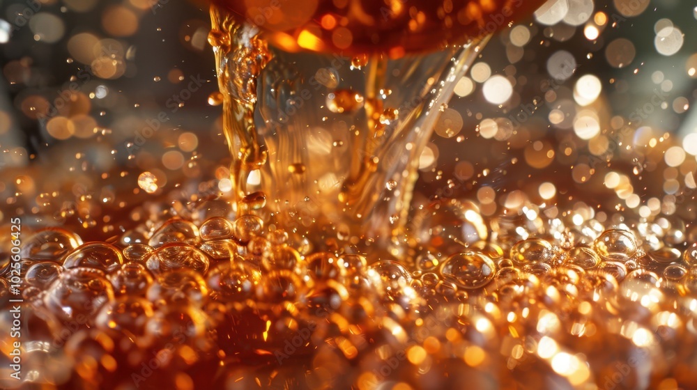 Poster sparkling bubbles in liquid with soft background light