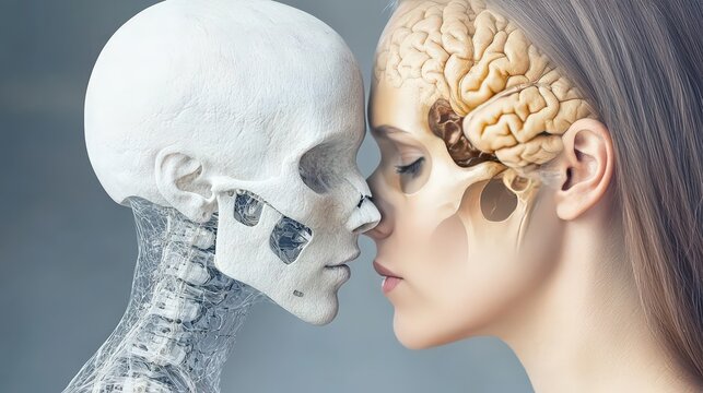 Human and AI  Future of Technology  Face to Face  Humanoid Robot  Digital Art  Science Fic
