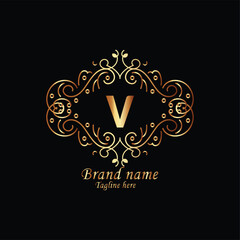 creative initial v latter logo design with modern business vector template, luxury v latter  logo , creative isolate  v monogram latter logo , crow logo , royal logo with golden color  and  new design