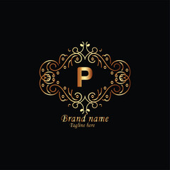 creative initial  latter  logo design with modern business vector template, luxury p latter  logo , creative isolate  p monogram latter logo , crow logo , royal logo with golden color  and  new design