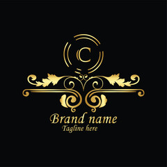 creative initial c latter logo design with modern business vector template, luxury c latter  logo , creative isolate    monogram latter logo , crow logo , royal logo with golden color  and  new design