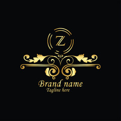 creative initial z latter logo design with modern business vector template, luxury z latter  logo , creative isolate  z monogram latter logo , crow logo , royal logo with golden color  and  new design