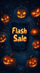 Fototapeta premium [Spooky ghosts, glowing pumpkins, and bold 