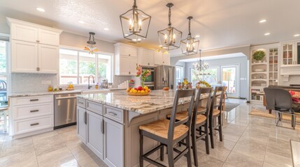 Fototapeta premium Modern Kitchen with Bright Accents and Ample Space