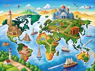 Location Illustration for Maps, Travel Guides, and Navigation - Visual Representation of Geographic Areas and Landmarks