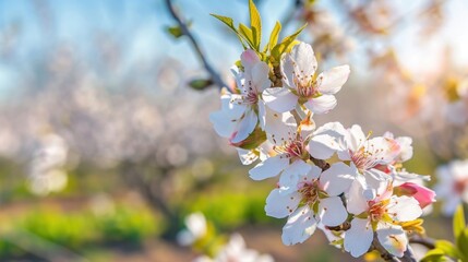 Fototapeta premium Delicate White Blossoms in Springtime Garden