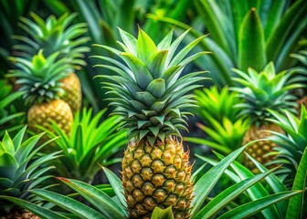 Obraz premium Lush Green Pineapple Leaves in Vibrant Tropical Setting for Nature and Gardening Enthusiasts Seeking Exotic Plant