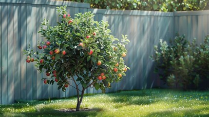 Obraz premium Apple Tree in a Sunny Garden Setting