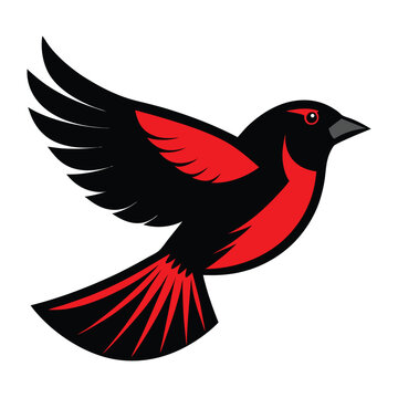 recommend clip art: Solid color Red-winged blackbird animal vector design