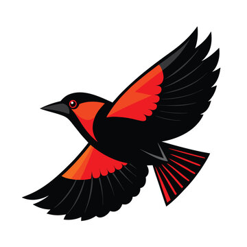 recommend clip art: Solid color Red-winged blackbird animal vector design