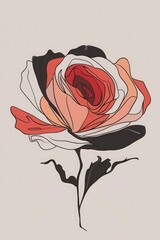 A drawing of a rose with a red flower in the middle.