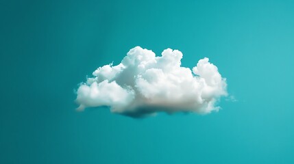 Naklejka premium A small, whimsical cloud against a bright teal background.