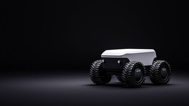 Cutting-Edge Unmanned Ground Vehicle with Sophisticated Sensors in Studio Lighting Ambiance - Medium Shot
