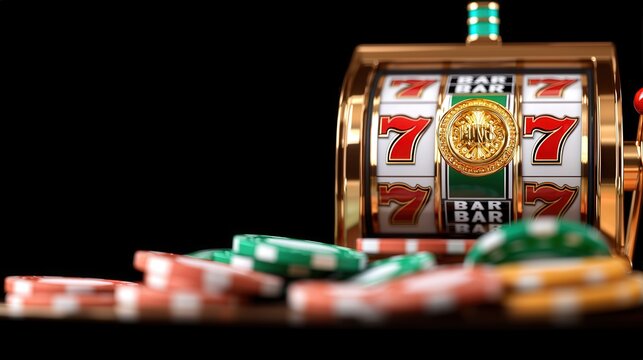 Lucky 7s Slot Machine Jackpot with Casino Chips