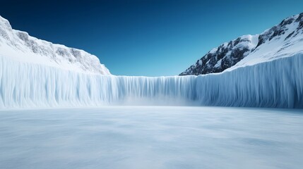 Frozen Waterfalls and Icy Rivers in the Majestic Winter Mountains
