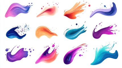 Colorful abstract paint swashes and splashes for graphic design use.