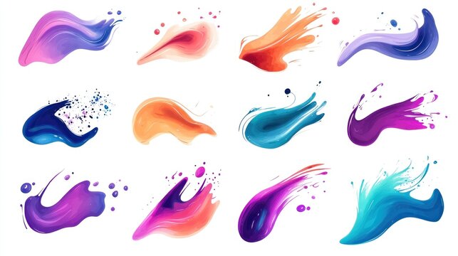 Colorful abstract paint swashes and splashes for graphic design use.