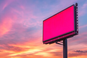 Obraz premium Empty urban billboard at sunset, with copy space