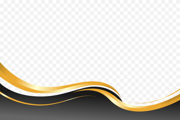 Luxurious wavy Black and gold vector background for sophisticated header and footer decorations.