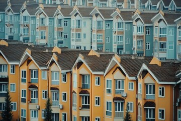 Obraz premium Endless rows of identical housing units, with copy space