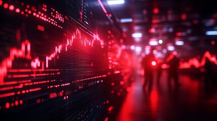 Fototapeta premium Dynamic stock market data visualization in a tech environment