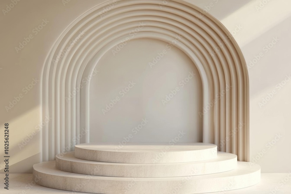 Sticker Minimalist Archway with Stone Podium for Product Display