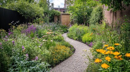 A bee-friendly garden, with plants specifically chosen to support pollinators