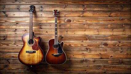 Fototapeta premium Electric and acoustic guitars displayed