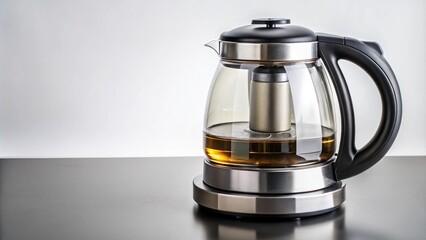 Electric tea maker with tilted angle on non isolated background