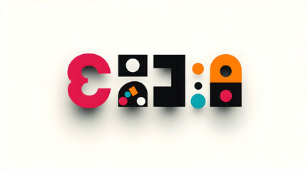 Obraz premium Abstract Geometric Shapes in a Colorful Composition with a White Background