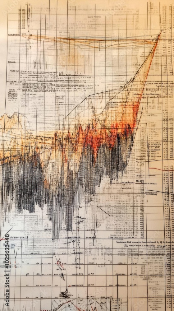 Poster data visualization: a complex network of lines and numbers