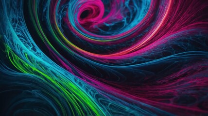 A swirling blend of vibrant neon colors, with soft gradients and glowing edges, creating a dreamlike abstract background