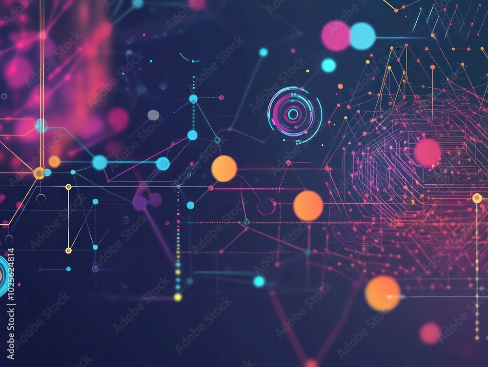 Poster a data science background showcasing key elements of scientific analysis, with machine learning icon