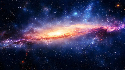 Fototapeta premium A Stunning Cosmic Spiral Galaxy in a Deep Space Background with a Cluster of Stars