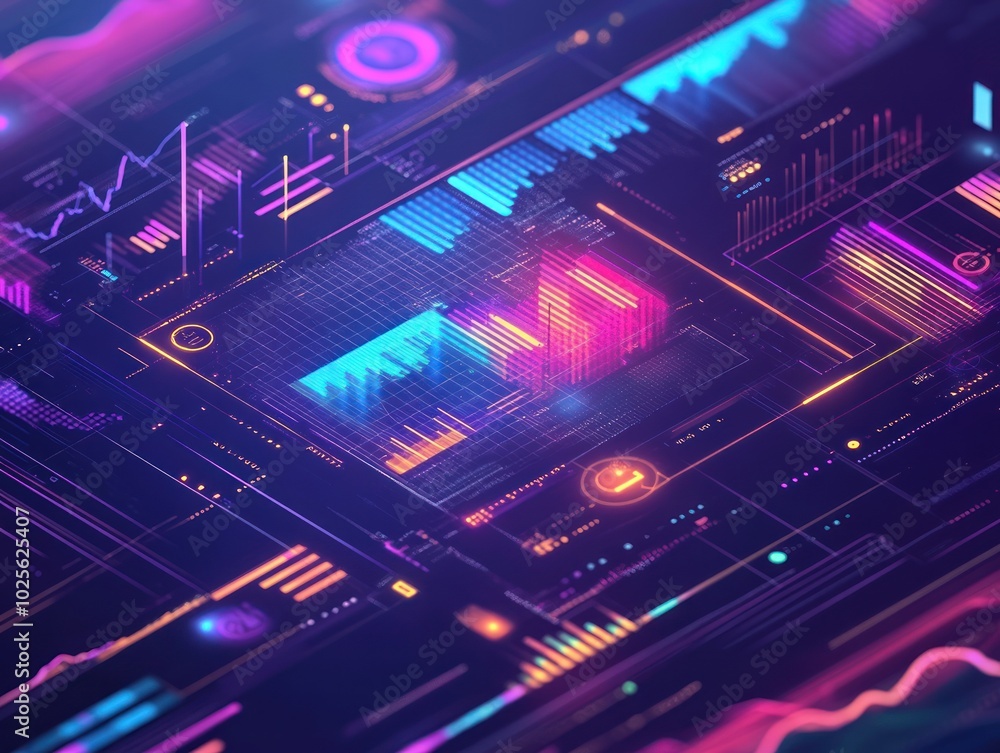 Poster a data-driven technology background with interactive data elements, graphs, and analytical visuals, 