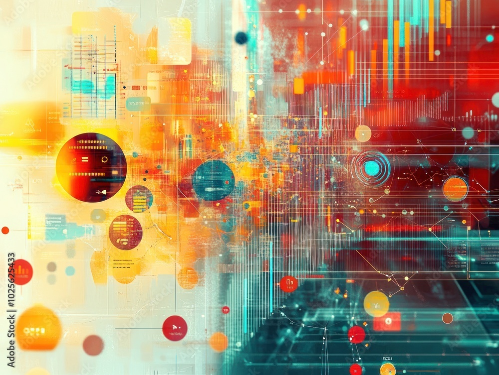 Poster a data-driven technology background with interactive data elements, graphs, and analytical visuals, 
