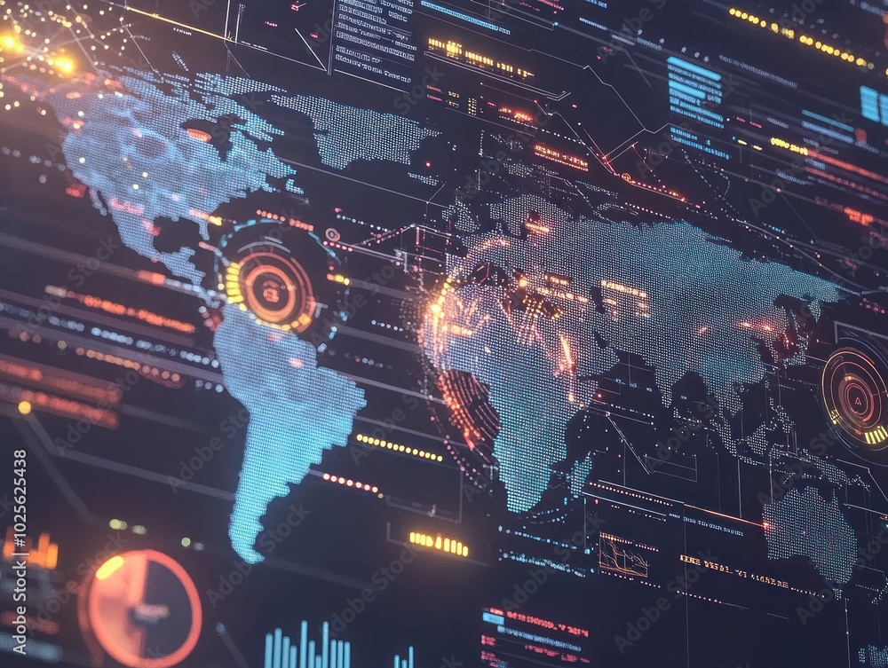 Poster a data-driven technology background with interactive data elements, graphs, and analytical visuals, 