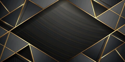 Obraz premium Elegant black geometric background with golden highlights and edges low angle