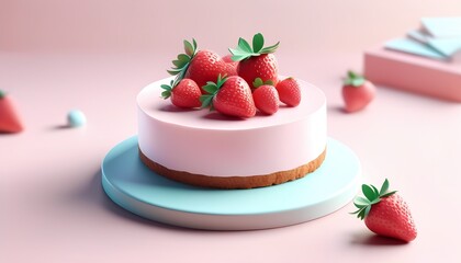 Creamy cheesecake topped with fresh strawberries