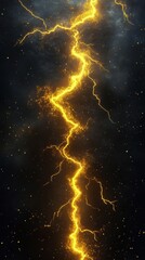 Golden Lightning Crackling Across the Night Sky