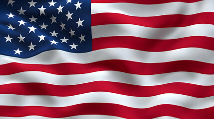 Fototapeta premium Waving American Flag with Red and White Stripes and Blue Field of Stars in 3D Render