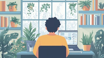 Person Working on a Laptop in a Home Office Setting