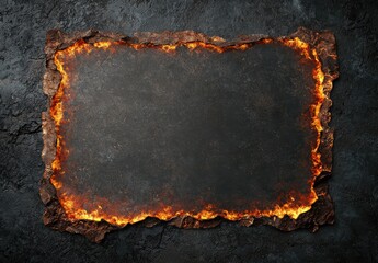 Burning stone frame background