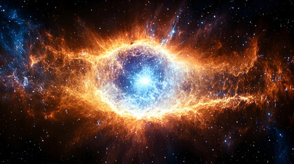 Obraz premium Cosmic Eye: A Vibrant Nebula Explodes with Energy and Light in the Vast Darkness of Space