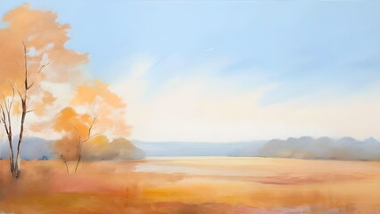 Pastel-toned background with autumn landscape