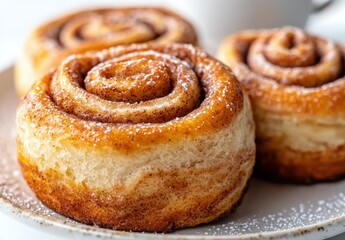 Fototapeta premium Freshly baked cinnamon rolls with a sweet glaze