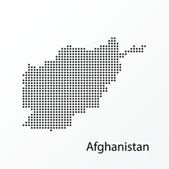 Fototapeta premium Vector illustration of a geographical map of Afghanistan in dots