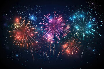 Naklejka premium Sparkling Fireworks Display Against a Night Sky