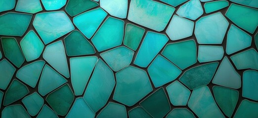 Vibrant teal mosaic tiles background