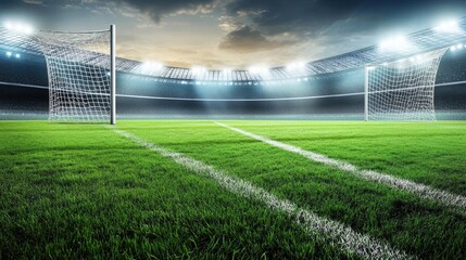 Empty Stadium with Goals: Awaiting the Game